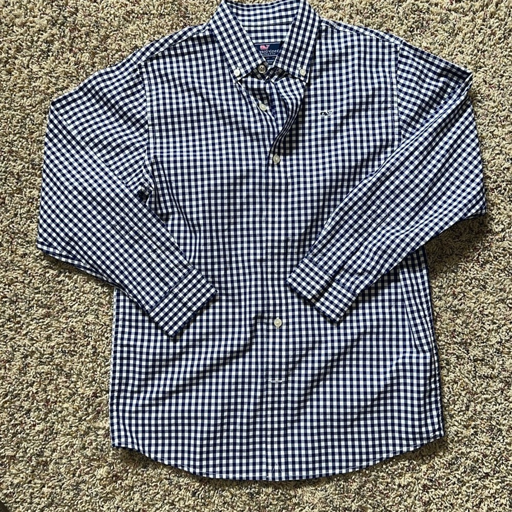Kids Vineyard Vines Vintage Dark Blue Dress Shirt for the Summer Size YM